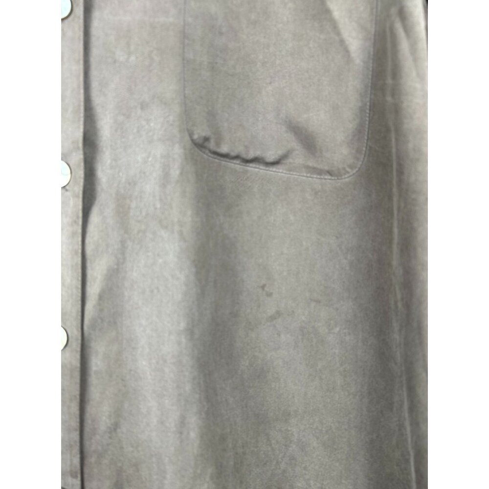 Silk Essentials Womens 2X Gray 100% Silk Button-Up Shirt With Pocket & Long Slee - Picture 9 of 11